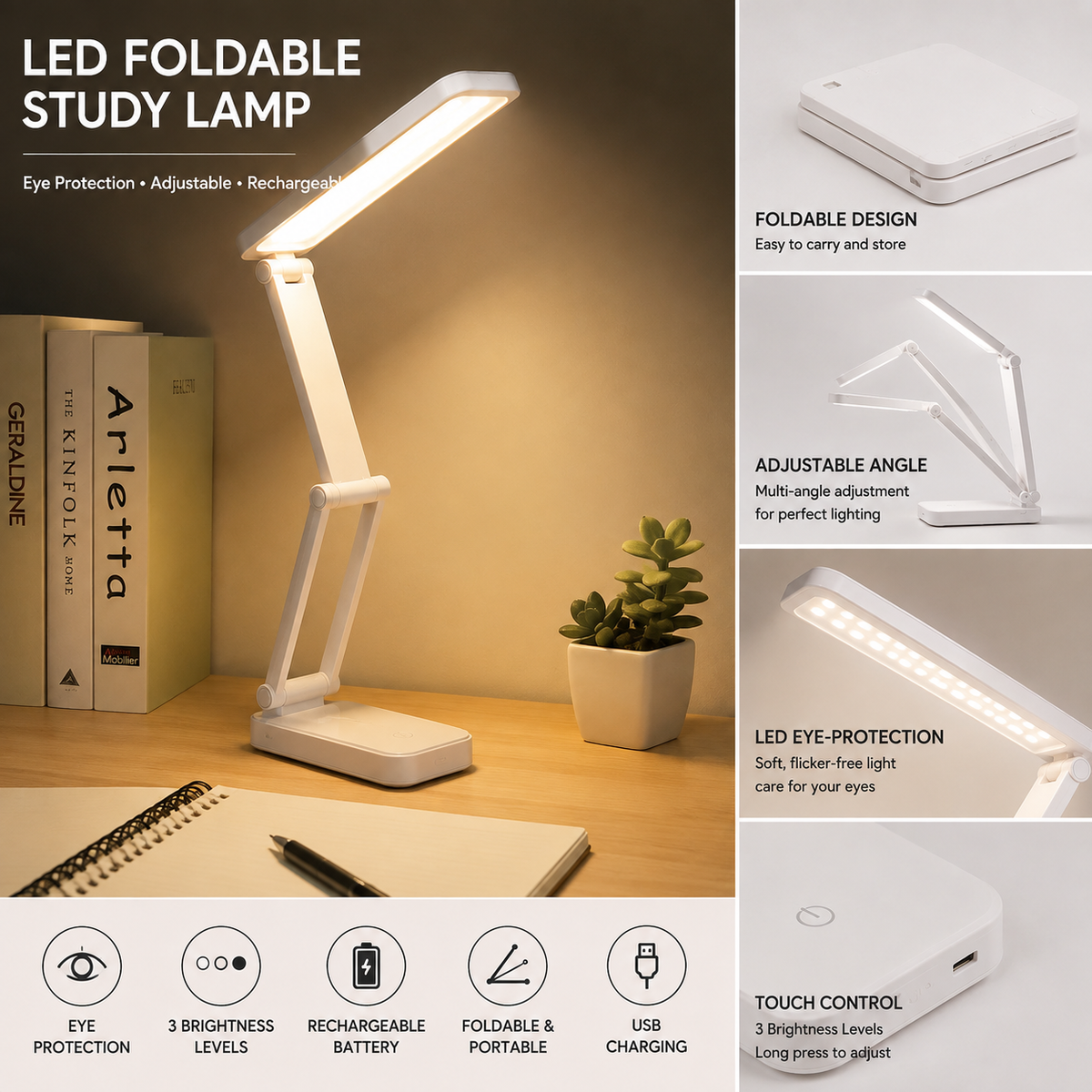LED foldable study lamp