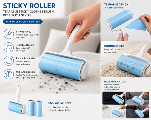 Sticker Roller Tearable Sticky Clothes Brush Roller Pet Sticky