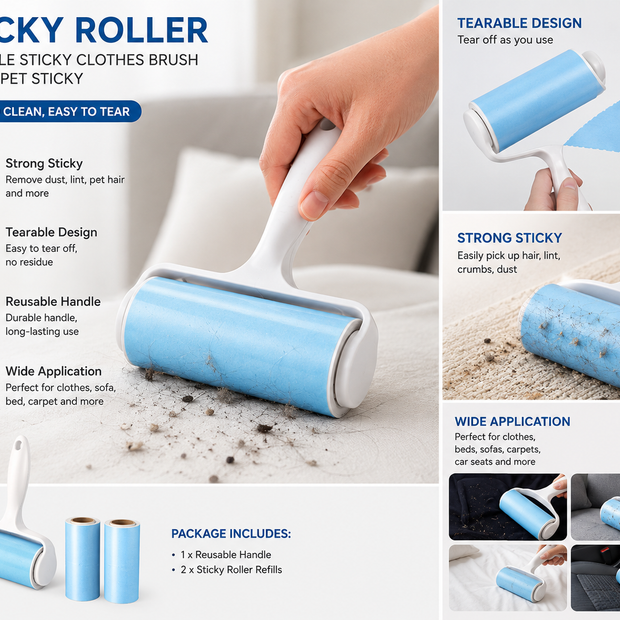 Sticker Roller Tearable Sticky Clothes Brush Roller Pet Sticky