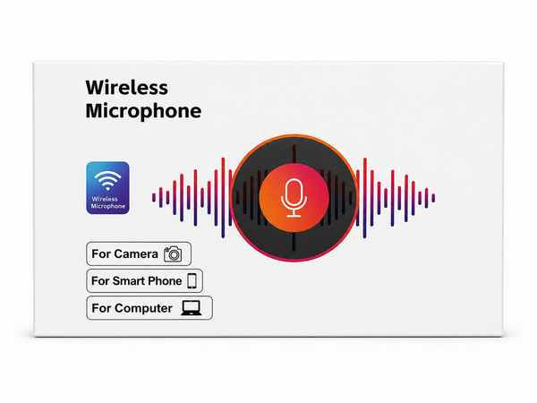 Wireless microphone product packaging mockup