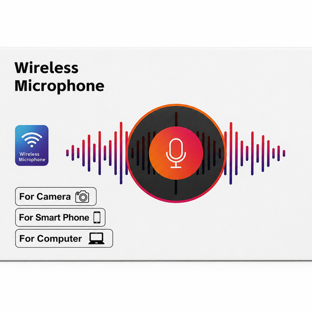 Wireless microphone product packaging mockup